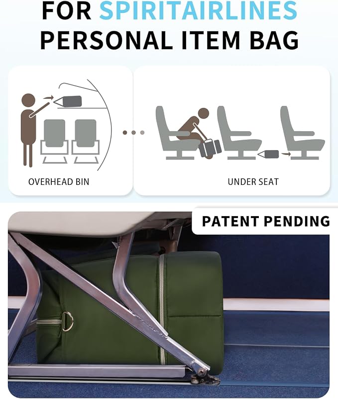 WANDF For Spirit Airlines Personal Item Bag 18x14x8 Underseat with Wet Pocket & Shoe Compartment & Tsa Approved Toiletry Bag