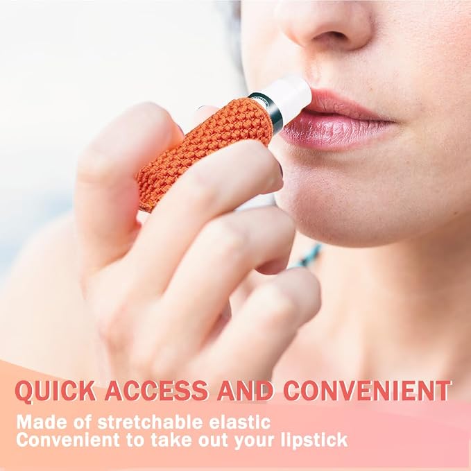 WK IEASON Lip Balm Holder Keychain, Stocking Stuffers for Teen Girls, 5PCS Clip on Lip Gloss Holder Compatible With Chapstick, Burt's Bees Sleeves Holder Key Chains Women Cute Elastic Lipstick Holder