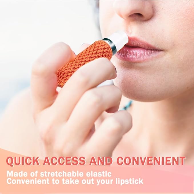 WK IEASON Lip Balm Holder Keychain, Christmas Stocking Stuffers Gifts, 5PCS Clip on Pouch Lip Gloss Holder Compatible With Chapstick Sleeves Holder Key Chains Women Cute Elastic Lipstick Holder