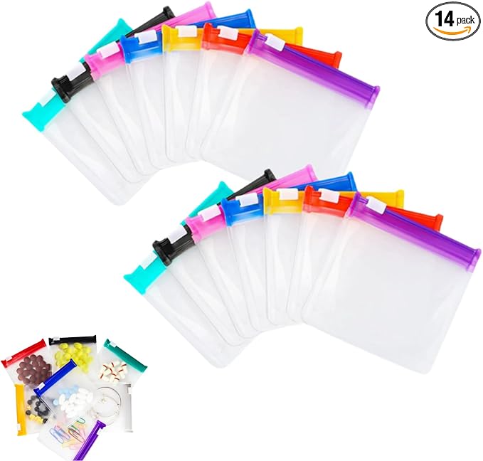 Self Sealing Medicine Bags, 2026 Waterproof Pill Pouch Set, Reusable Travel Pills Organizer for Medicine Vitamins Small Items, Self-Sealing Zipper Medicine Bags for Daily Use Use(14pcs)
