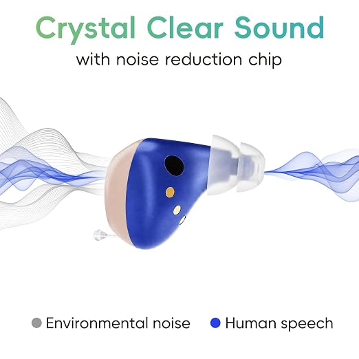 Rechargeable OTC In-Ear Hearing Aids for Seniors, 100H Case | Lightweight rechargeable in-ear hearing aids with simple controls support clearer communication for seniors every day