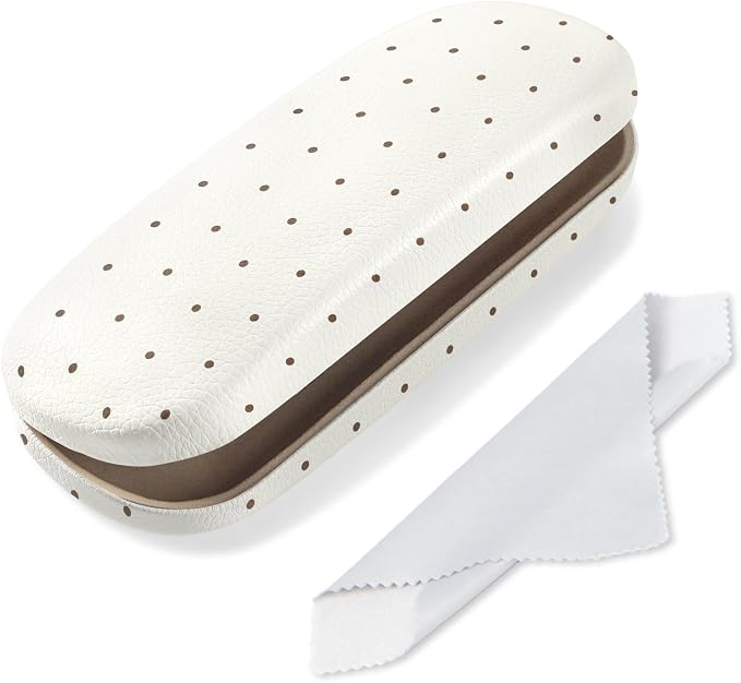 Glasses Case Hard Shell, Cute Sunglasses Case for Women Leather Protective Case for Eyeglass with Cleaning Cloth