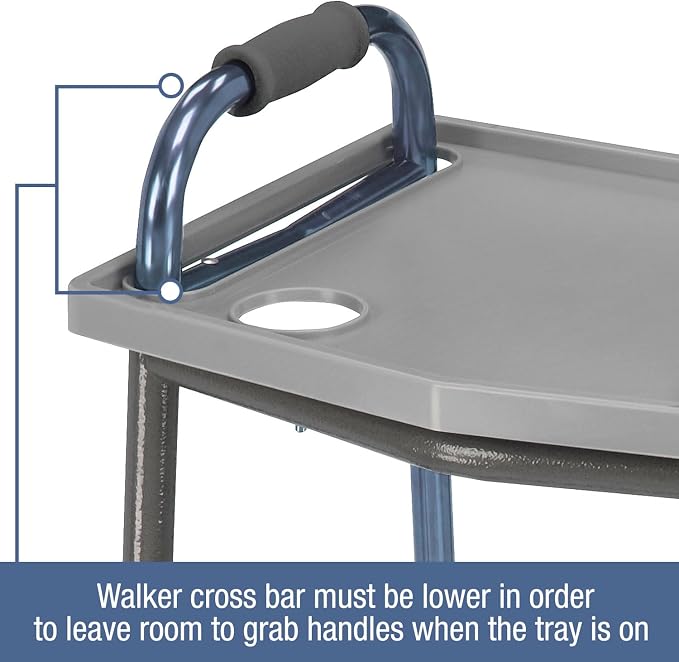 DMI Walker Tray with Cup Holders, Walker Tray for Folding Walkers, Gray (Pack of 6)