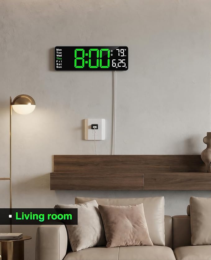 Digital Wall Clock for Classroom, 13" Digital Clock Large Display | Big Led Wall Clocks with Remote Control,Date,Week,Alarm,Temp &DST for Bedroom,Living Room,Gym,Office