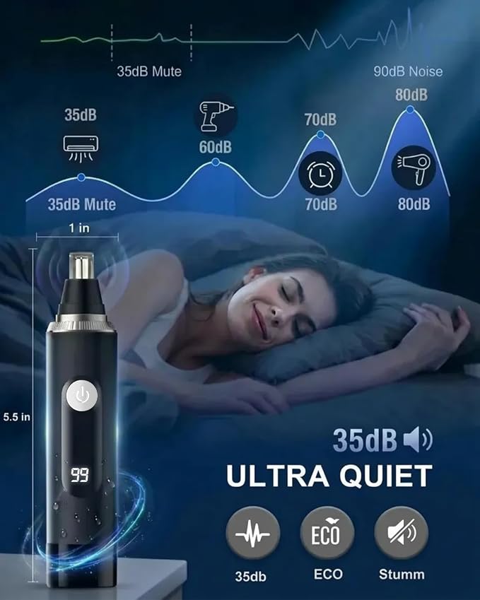 Nose Hair Trimmer for Men and Women,2026 Professional Painless IPX7 Waterproof Eyebrow & Facial Hair Trimmer,USB Rechargeable with LED Display Dual-Edge Blades for Smoother Cutting,BlackSilver