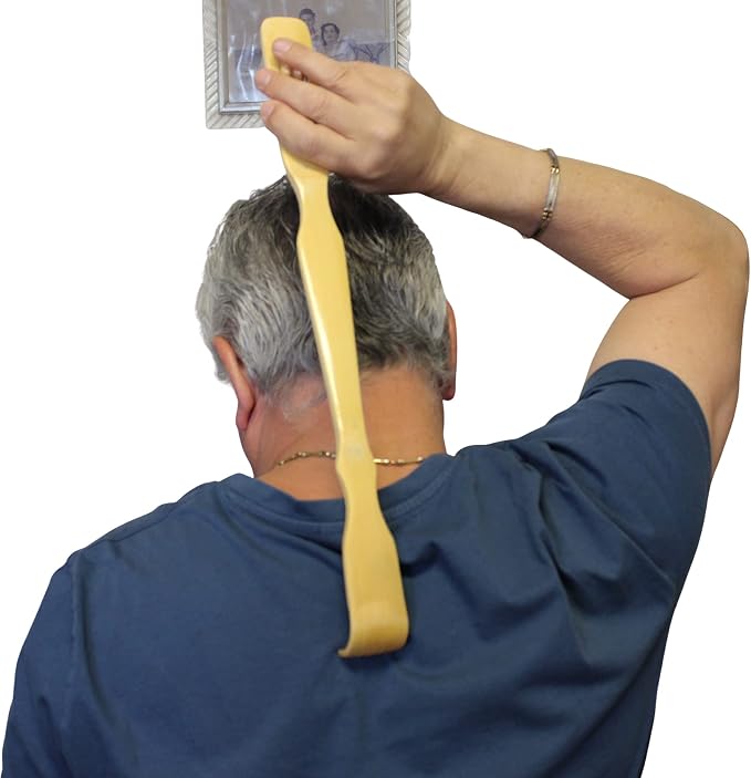 Dependable Industries inc. Essentials Bamboo Wood Back Scratcher with Massage Rollers Long Reach Therapeutic