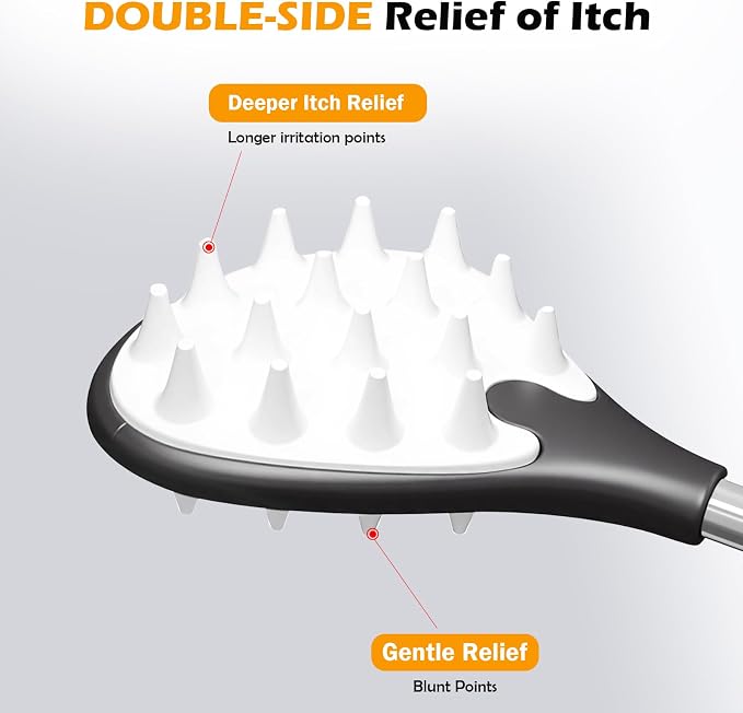 2Pc Back Scratcher for Adults | Back Itch Relieve | Extendable Scratcher for Men Women Portable and Lightweight Black
