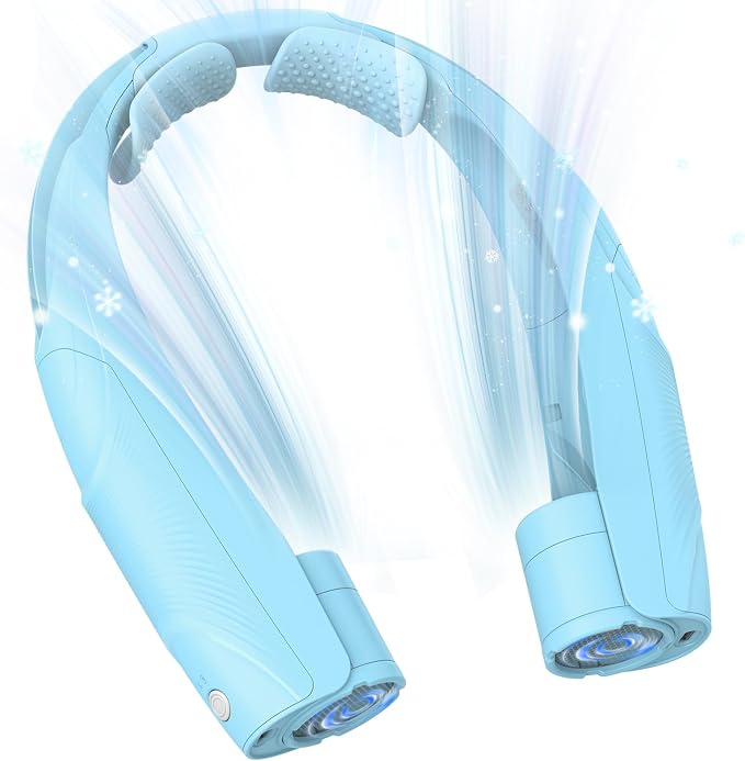Neck Fan, 6000mAh USB Rechargeable Hands Free Personal Fan, 6 Speeds Adjustable Portable Neck Fans, Faster Cooling Wearable Fan, Ultra Quiet for Outdoor, Travel, Home, Office - Sky Blue