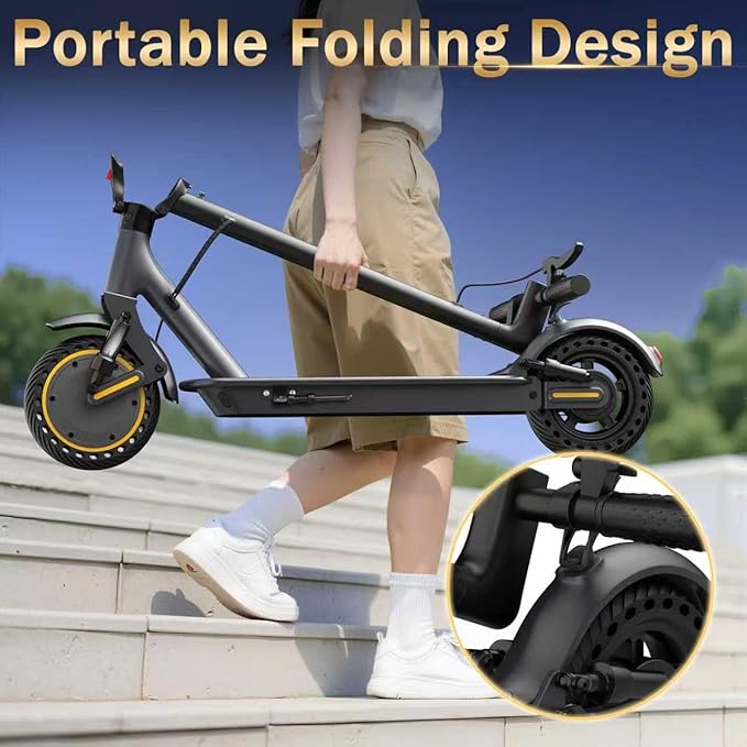 Electric Scooter, 10"/8.5" Solid Tire, 500W/350W Powerful Motor & 19/22 MPH Top Speed, 28/25/22/16 Miles Long Range, Folding E Scooter with Dual Braking for Teens and Adults