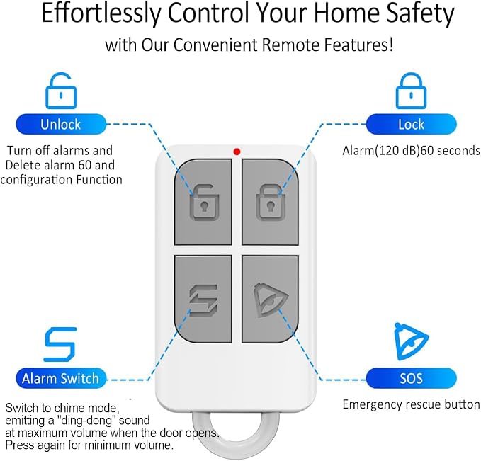 2-Pack Window and Door Alarms When Opened for Kids Safety/Dementia Safety/Home Security, Wireless Sliding Front Door Opening Sensor Alarm with Remote, 120dB Burglar Alert for House/Bedroom/Apartment