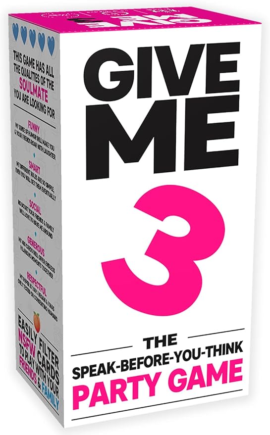 SAVANA GIVE ME 3 - Fast Paced and Hilarious 10 Second Rule Adult Party Games | 2+ Players | Card Game for Adults | Travel Game | Board Game for Parties and Game Nights