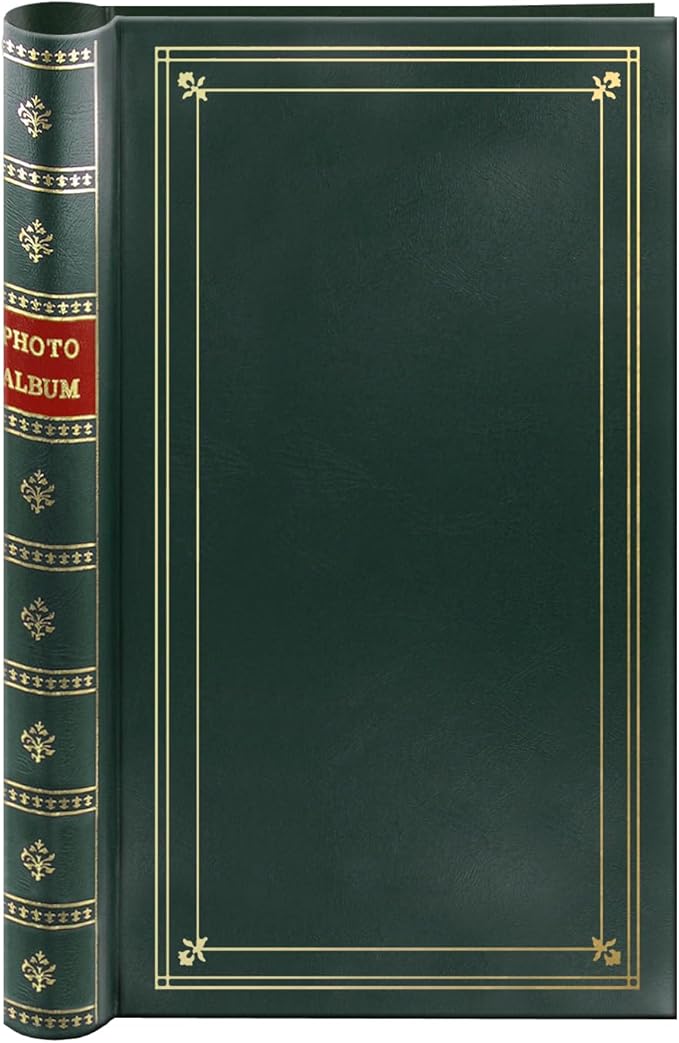 Spiral Bound Photo Album 300 Bi-Directional Memo Pockets Hold 4x6 Photos, Hunter Green