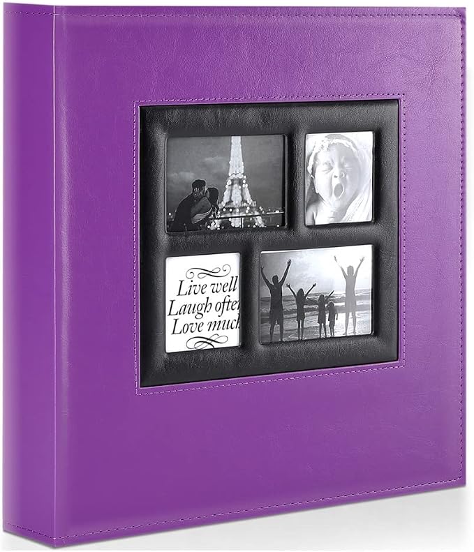 Ywlake Photo Album 4x6 600 Pockets Photos, Extra Large Capacity Family Wedding Picture Albums Holds 600 Horizontal and Vertical Photos Purple