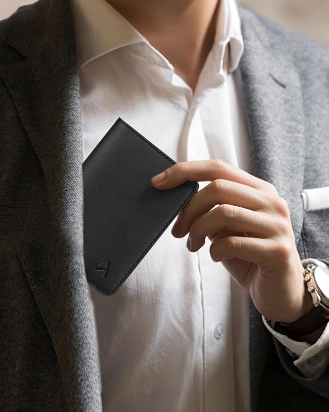 ALLIVE Passport Holder for Travel, Genuine Leather Passport Holder Women Men,Passport Cover,Travel Wallet Must Haves Airport Essentials Travel Gifts Black