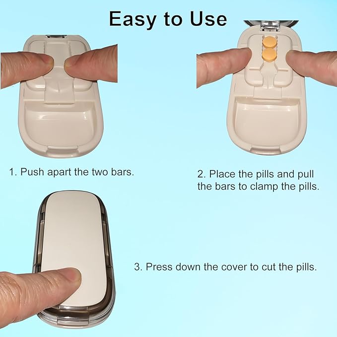 Pill Cutter for Cutting Multiple Pills, 1/2 1/4 Pill Splitter for Large, Small and Tiny Pills, with Improved Sharp Blade, Storage Organizer, Accurate Centering Alignment Device