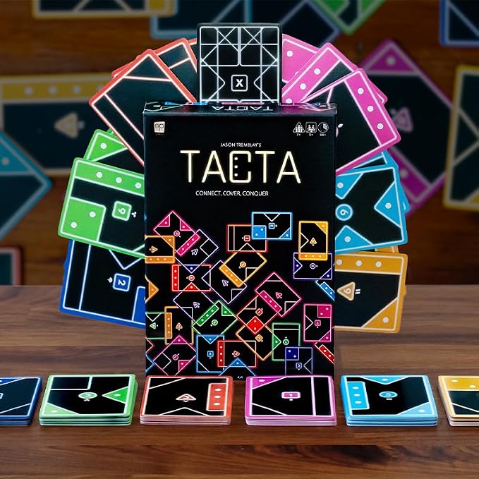 TACTA Card Game, Where Every Card Counts, Fast-Paced Strategic Shape Matching Party Game, Analyze and Optimize to Connect, Cover & Conquer to Win, Unique Party Game Play for 2 or More Players, Ages 7