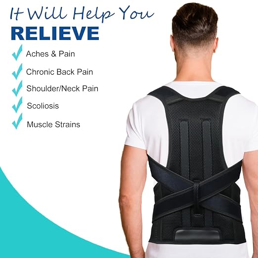 Posture Corrector for Men and Women,Adjustable Back Brace for Upper and Lower Back Pain Relief - Improve and Neck,Shoulder,Back Relieve M(29"-33")