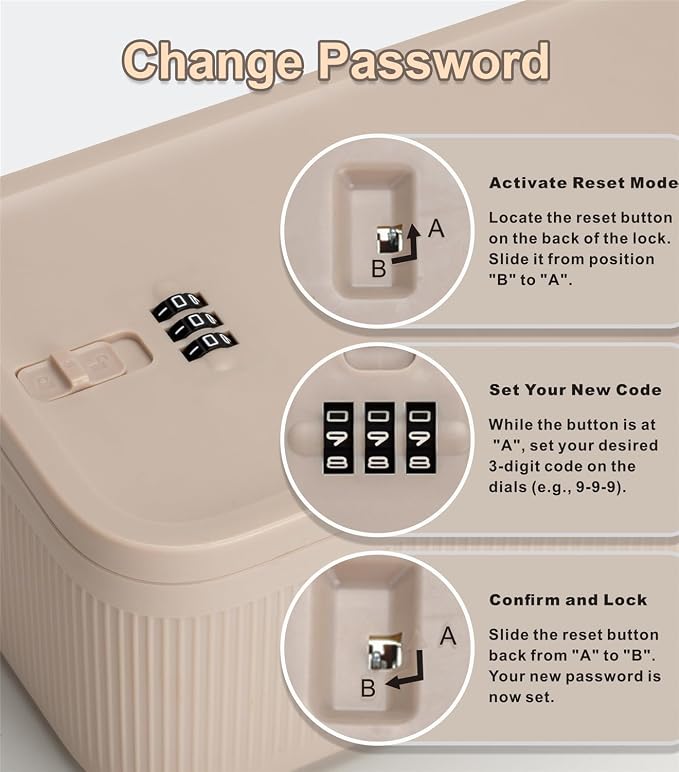 Small locked box for Med, Small medicine lockbox with code, Lockable Storage Box with Combination for for Pills, Locked Container for Home/Fridge/Office/School/Travel/Gifts
