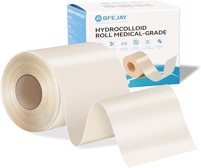 Hydrocolloid Bandages for Wound Care, Medical-Grade Hydrocolloid Roll with Self-Adhesive, Ultra Absorbent, Flexible & Waterproof, Cut-to-Size First Aid Kit Essential (2in*4.8ft)