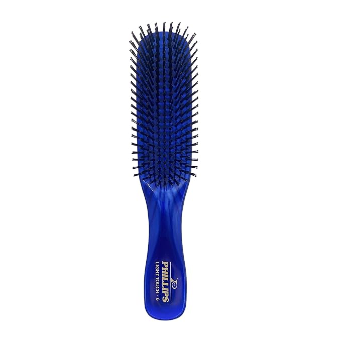 Phillips Brush Light Touch 6 Detangling Hair Brush, Full Size Sapphire Blue | Flexible Nylon Bristles Gently Detangle All Hair Types for Smooth, Comfortable Daily Brushing
