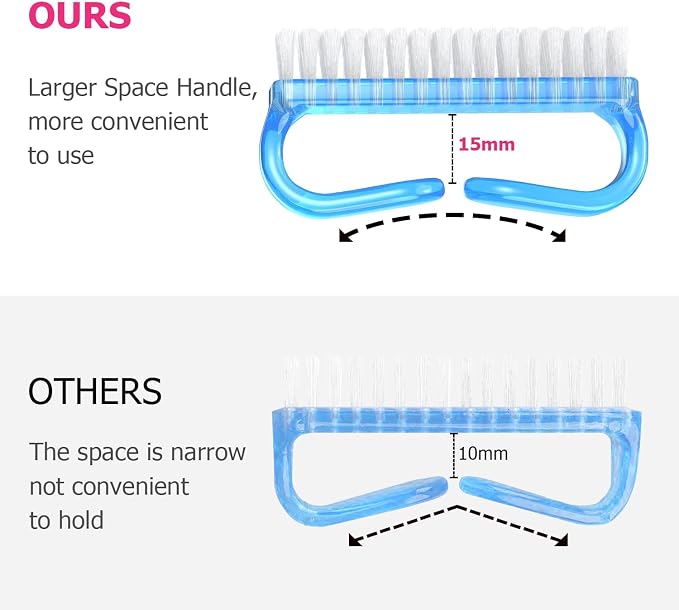 Larbois Handle Grip Nail Brush, Hand Fingernail Brush Cleaner Scrubbing Kit Pedicure for Toes and Nails Men Women (4 Pack) (Color-7)