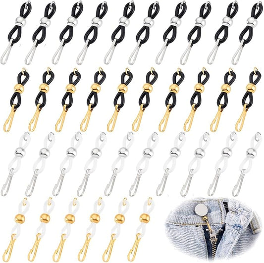 PH PandaHall 40pcs Zipper Holder Upper for Jeans Keep Zipper up on Pants, 4 Colors Silicone Zippers Puller Tool Hook for Jeans Zippers and Button for Pants and Skirt