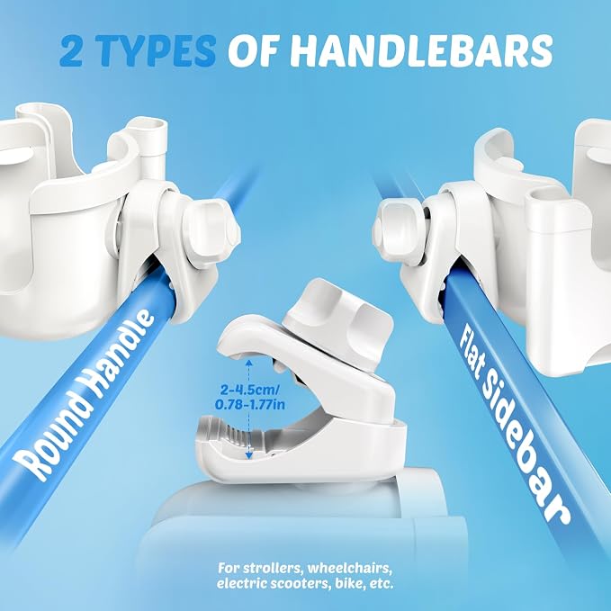 Guiseapue 2-in-1 Stroller Cup Holder Phone Holder, White, Baby Essentials | Universal Accessories for Stroller/Wheelchair/Walker/Golf Cart/Bike/Scooter. Fit Uppababy Nuna Doona, Baby Shower Gifts