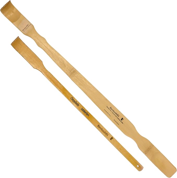 BambooMN 25" Bamboo Back Scratcher Shoe Horn & Travel Size - 2 Total Units