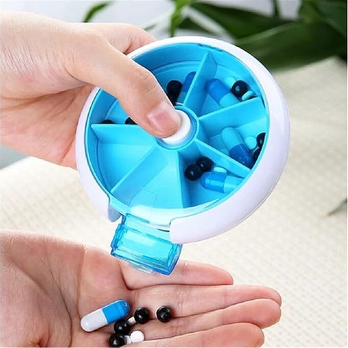 INVODA Rotating Weekly Pill Dispenser 7 Day 3 Times Medicine Pill Planner with 7 Compartments
