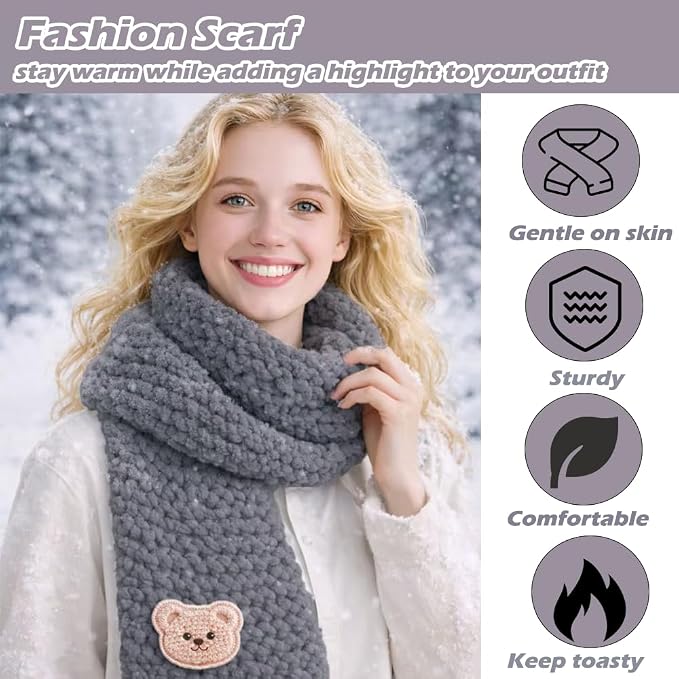 Novelchet Knitting Loom Kit for Scarf, Easy Knitting Set with Instructions | Learn to Knit kit Including Knitting Needles Set Plush Yarn