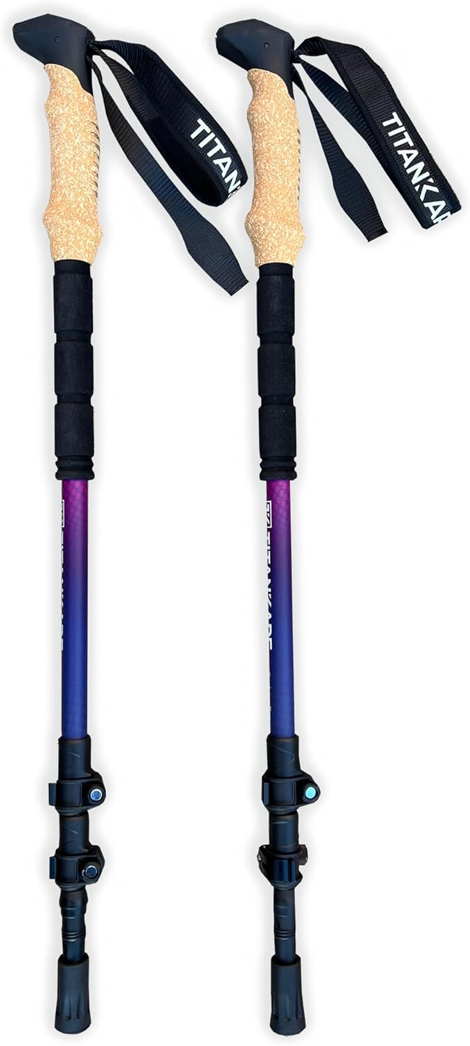 Collapsible Lightweight Trekking Poles – Walking Sticks for Seniors, Cork Grips Adjustable Carbon Fibre Nordic Poles for Men, Women, Hiking Ultralight for Backpacking or Camping –Carbon Pro