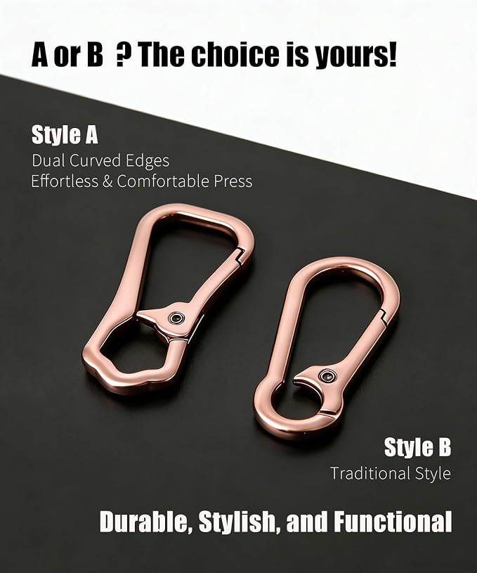 Metal Key Chain Carabiner Clip with Key Ring and D Ring | Heavy duty build, full accessory packs, quick release, multi purpose hook, belt loop holder, separate home and car fob sets
