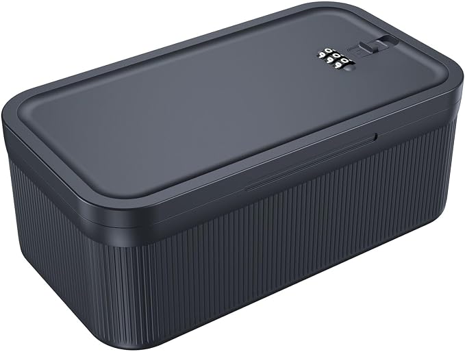 ySky Lockable Storage Box with Combination Code - Secure Medicine Safe box, Phone Jail & Snack Container for Refrigerator, Home, Office, Travel - Durable Multi-Purpose Lock Box (Navy)