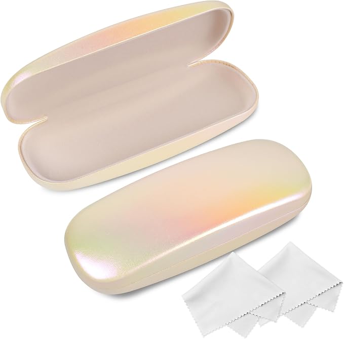 Joyberg Glasses Case, 2 Pack Eyeglass Case with Cleaning Cloth, Glasses Case Hard Shell Fits Most Glasses