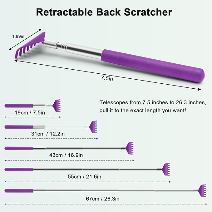 HOFASON Back Scratcher 6 Pack, Stocking Stuffers for Men Adults Women Teens | Christmas Small Bulk Gifts for Men Women Teens, White Elephant Gag Birthday Gifts, Party Favors Prizes for Adults (Purple)