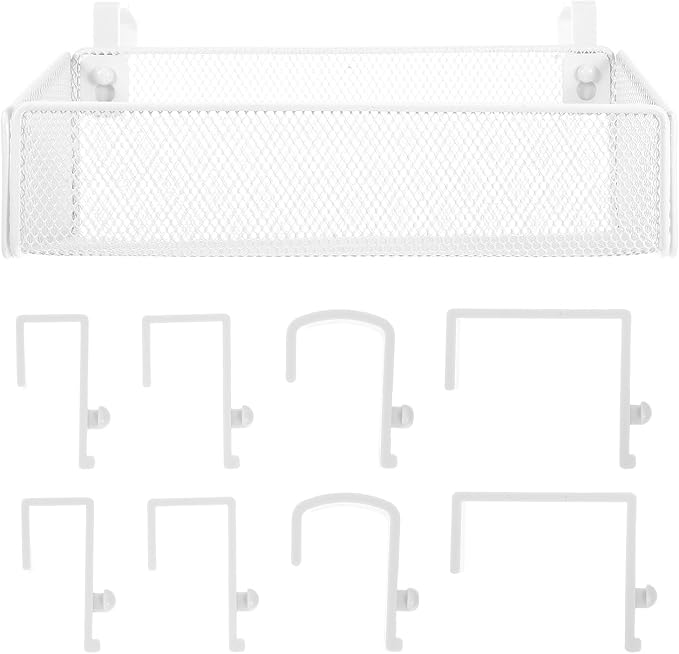 Luxshiny Bedside Hanging Storage Basket Organizer with Hooks Wire Mesh Shelf for Dorm Bunk Bed Essentials Bedroom Office