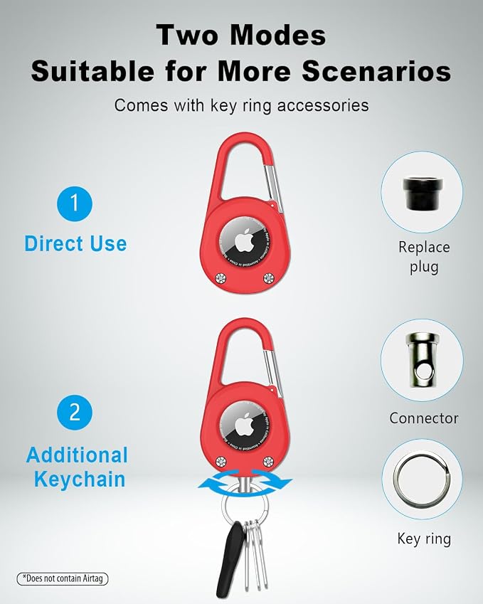 SCALLOP for AirTag (1st & 2nd Gen) Keychain with Carabiner,Thick Hard PC Air Tag Holder,IPX8 Waterproof,Secure Lock