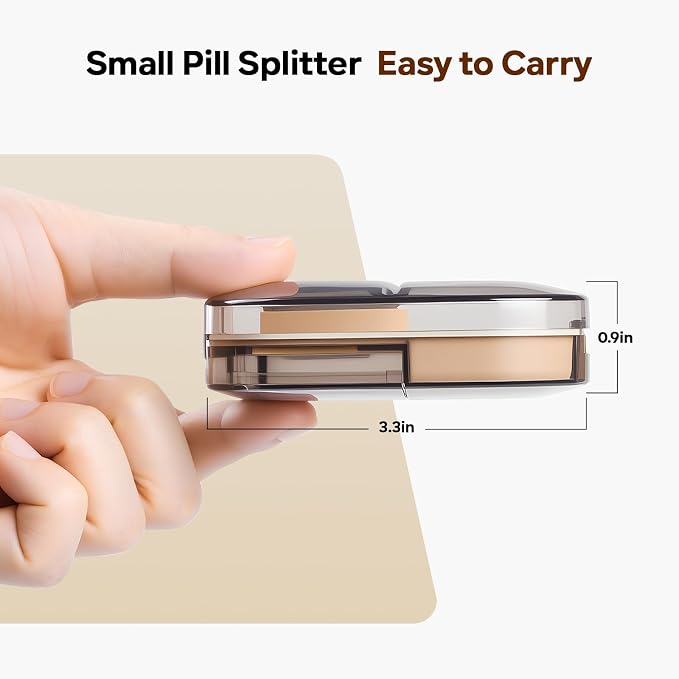 Daviky Pill Cutter Splitter with Removable Silicone Pad, Safe and Precise Cutting for Large, Small & Tiny Pills, Vitamins and Tablets, Stainless Steel Blade, Travel Size, BPA Free