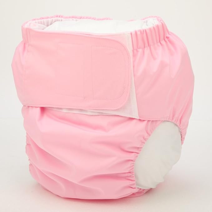 Large Teen Adult Cloth Diaper Nappy Reusable Washable for Disability Incontinence with Hook and Loop for Women (Pink (Large 26in to 50in))