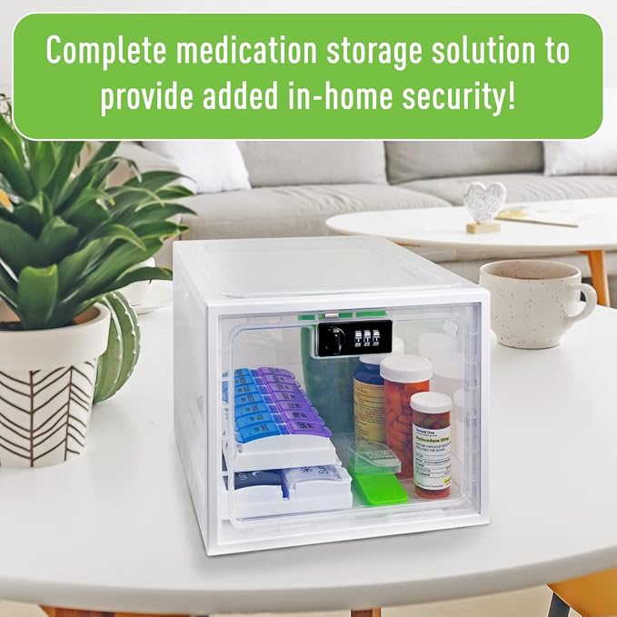EZY DOSE Medication Lockbox, Secure Storage for Medication and Vitamins, Combination Lock, Large Capacity, Food Safe and BPA Free | Lock Secures Contents Safely, Spacious Interior Holds Supplies, Durable Food-Safe Construction Ideal for Organized Storage