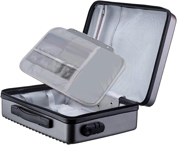 Fireproof Document Box Secure Storage Hard Shell Container Organizer Bag for Professionals Certificates, Gray