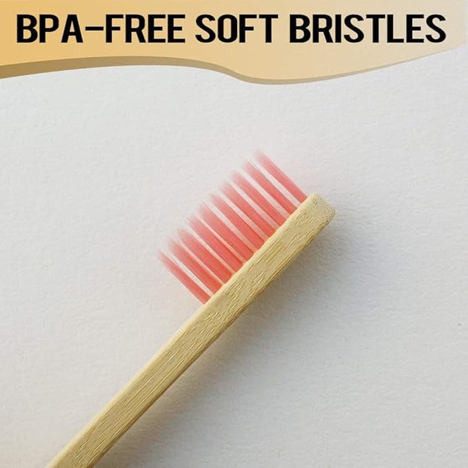 Virgin Forest Kids Bamboo Toothbrush, Eco Friendly Toothbrushes, BPA Free Soft Bristle for Assorted Colors Adults and Children (6+4 Pack)