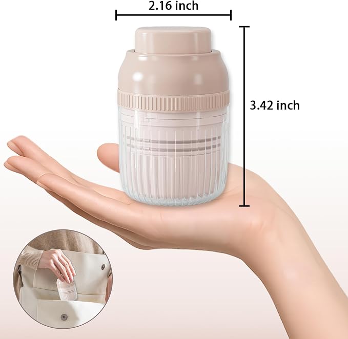 3-in-1 Pill Crusher Fine Powder - 1/4 1/2 Pill Cutter Splitter for Small and Tiny, Grinder for Elderly with Storage and Measuring Cup (Pink)