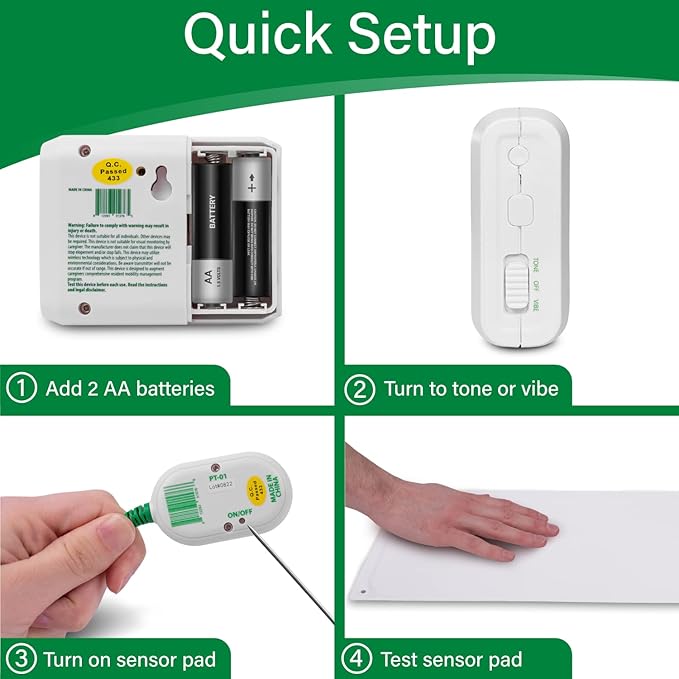 Smart Caregiver Bed Exit Alarm with Wireless Pager - Early Alert Fall Prevention for Seniors and Elderly - Weight Sensing Bed Pad Alerts Caregiver When They Get Up - USA Company and Customer Service