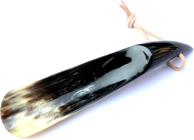 5MOONSUN5 Shoe Horn Made with Real Horn Handmade. Easy Grip Handle Shoehorn for Men,Women Seniors, Pregnancy, Elderly, Back Pain, Kids Shoes & Boots. Best Gift Idea Home or Travel Use.(8'' Horn)