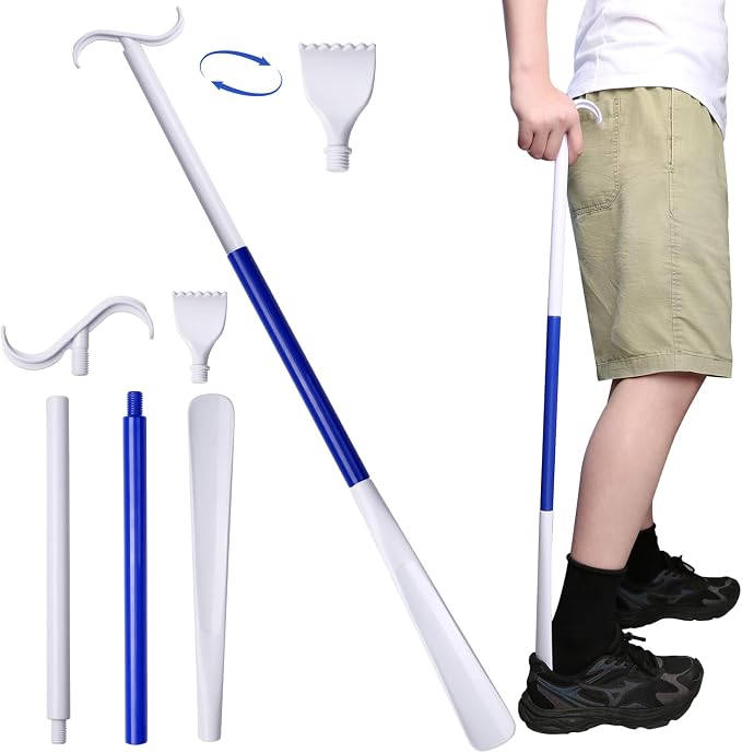 35.5 Inch 3-in-1 Shoe Horn Long Handle for Seniors & Adults - Long Shoe Horn with Detachable Back Scratcher Sock Remover, Dressing Aid - Long Shoe Horn for Seniors - Travel-Friendly Design
