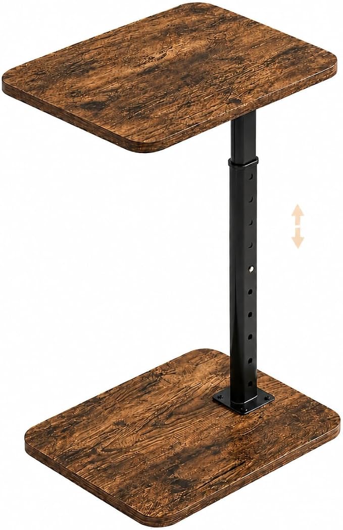 C-Shaped TV Tray Table, Height Adjustable Side Table, Couch Table End Table | for Living Room, Sofa, Bed, Bathroom, Space-saving, Snack Table for Eating, Dinner, Laptop, Small Spaces, 32-63 Inches