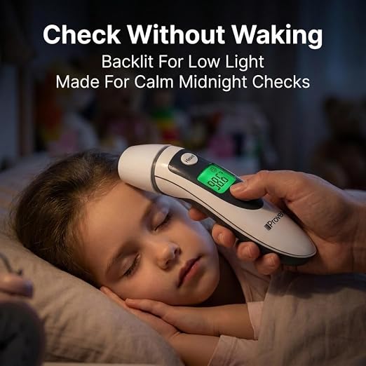 iProven Ear and Forehead Thermometer for Adults, Kids, and Baby | 2-in-1 Ear & Forehead, 1-Second Readings, Fever Alert Color Indicator, 20 Memory Recall, Family Thermometer For Home Use