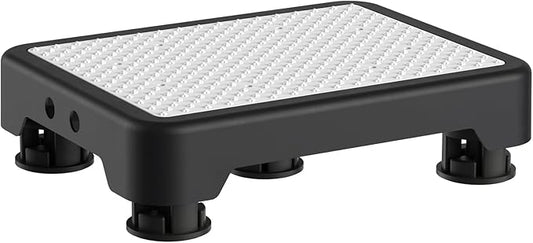 Ronlap One Step Stools for Adults, Portable Safety Step Platform for Seniors Small Plastic Bedside Step Stool Mobility Wide Step Stools Elderly Assistance for Shower Bed Car Stair Outdoor, Black-White
