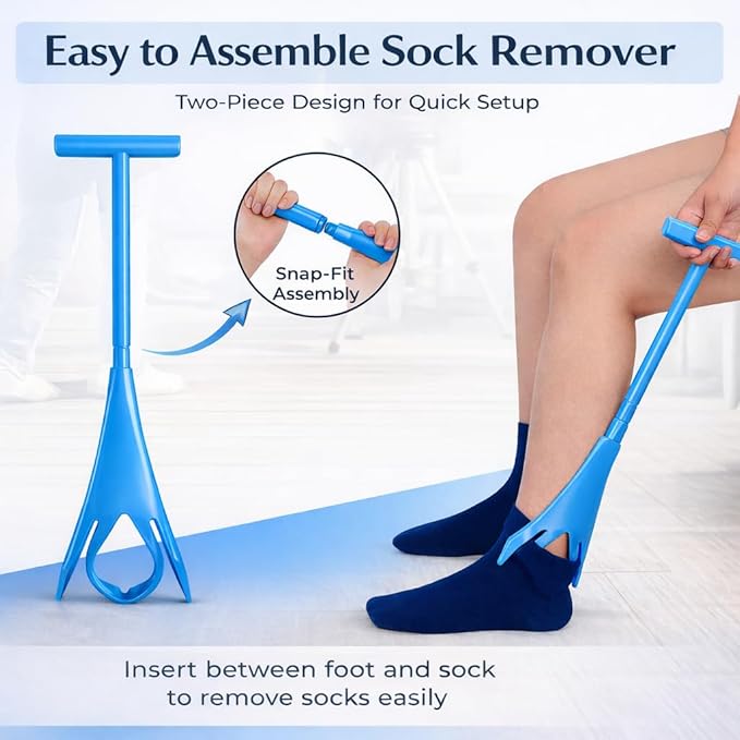 Sock Aid Kit for Seniors – Sock Puller, Leg Lifter Strap & Car Door Handle, Easy On Off Sock Helper, No Bending Dressing Aid for Elderly, Pregnant & Limited Mobility